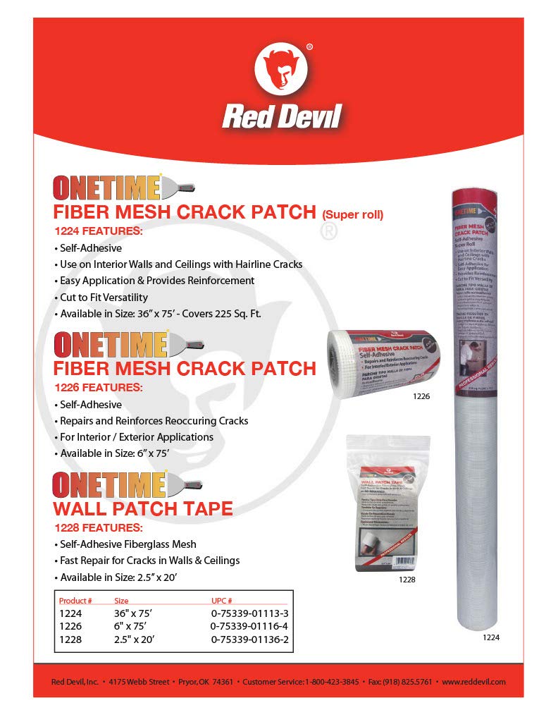 Red Devil 1224 Onetime Fiber Mesh Crack Patch 36" x 75' Wall Repair Fabric, White - Image 5